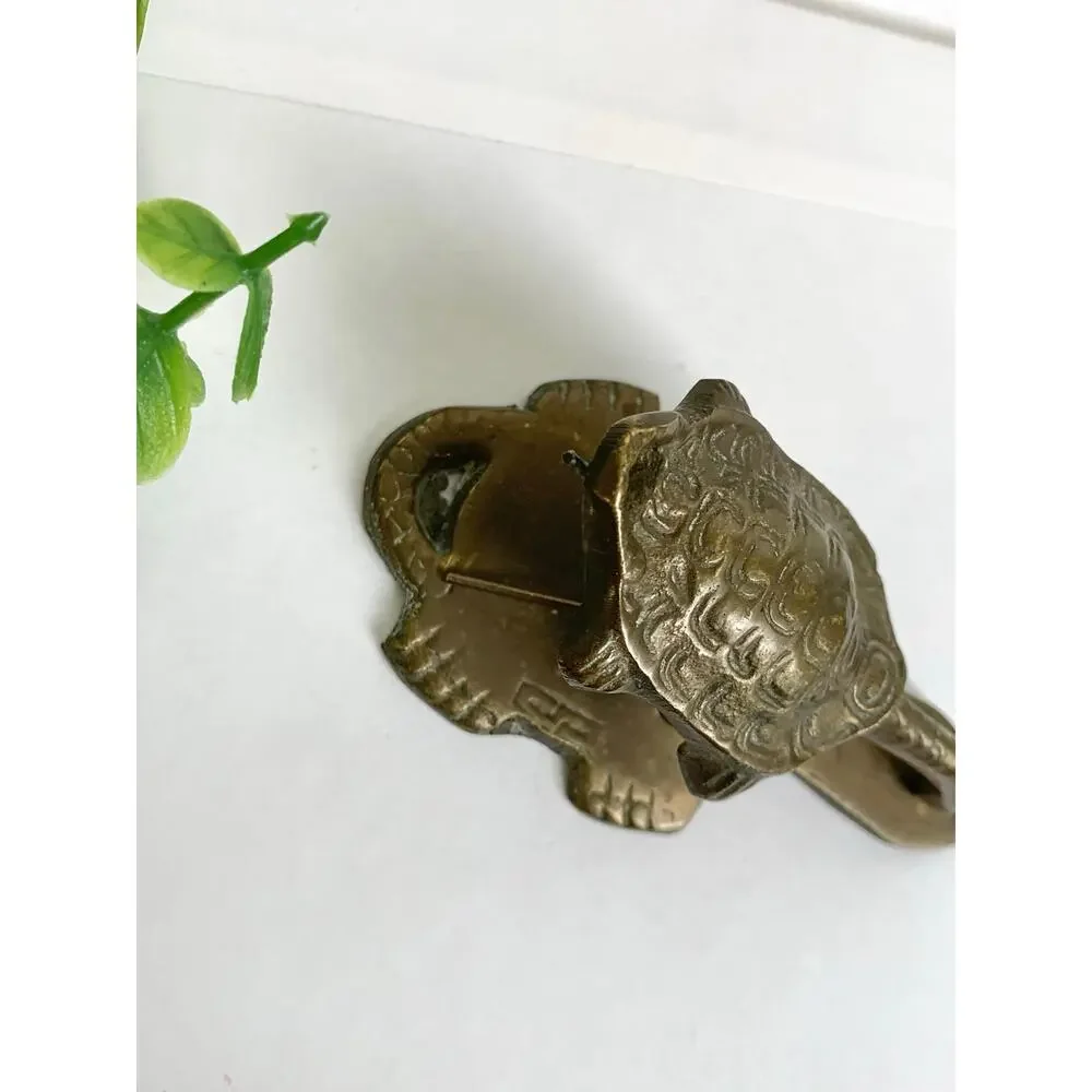 Vintage Brass Turtle Wall Clip Key Photo Hanger Coastal Animal Decor Mid Century